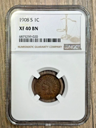 1908 S Indian Head Cent 1C NGC XF 40 BN