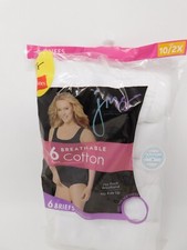 Hanes 100 Preshrunk Breathable White Cotton 6 Briefs Size 10 / 2X NEW Open Pack