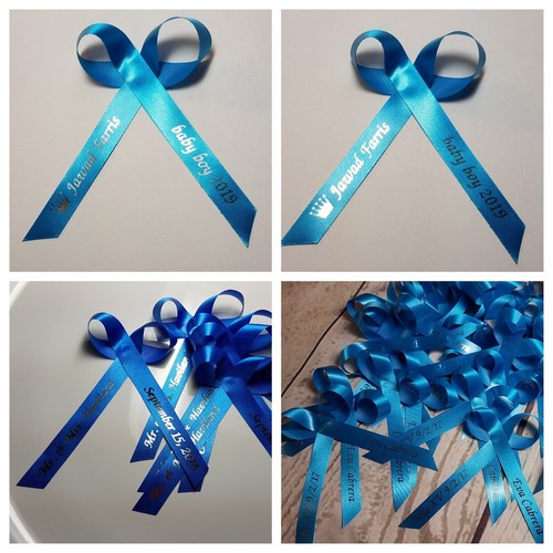 50 Personalized Ribbons Cut Baby Shower Bridal Wedding Baptism Birthday - Picture 171 of 241