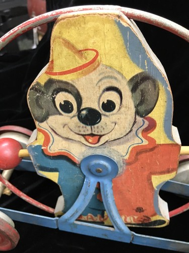 VINTAGE GONG BELL MFG DOG CLOWN PULL TOY ORIGINAL COLLECTOR. RARE* - Picture 4 of 9