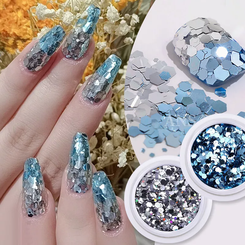 Nail Sequins Colorful Nail Art Glitter Confetti Holographic Shining Nail  Flakes for Nail Art Decoration