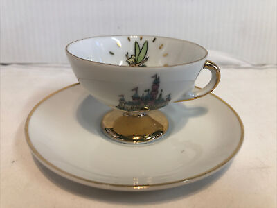 Vintage Walt Disney Disneyland Castle Tinkerbell Tea Cup Saucer Gold Trim | eBay