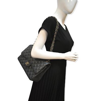 CHANEL- Vintage Medium Classic Double Flap - Black Shoulder Bag