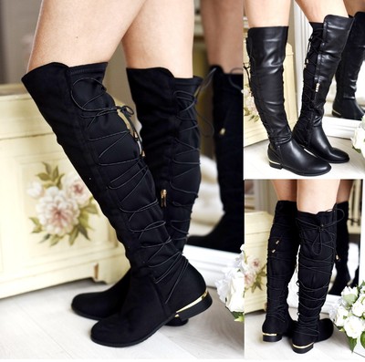 womens flat knee high boots uk