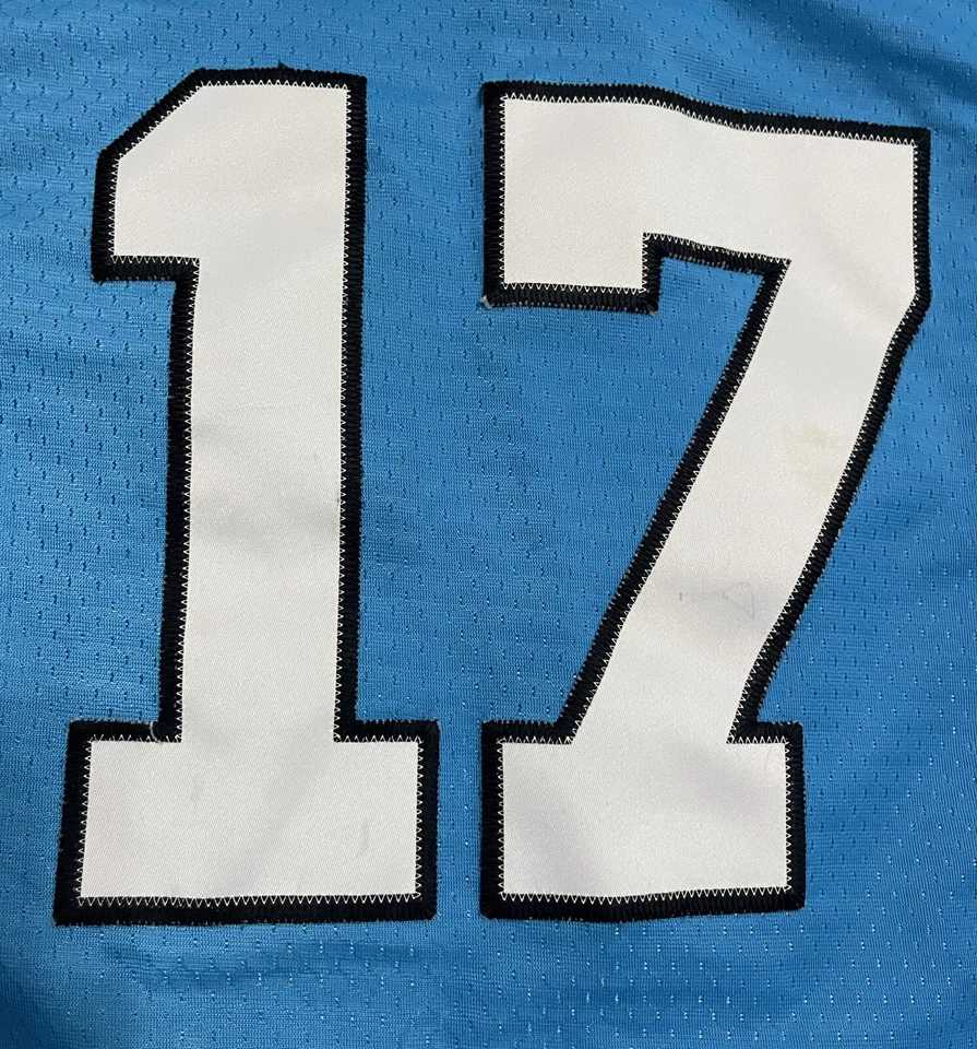 Camiseta deportiva azul vintage de los Carolina Panthers talla 17 juvenil talla mediana Jake Delhomme Foto 3 de 4
