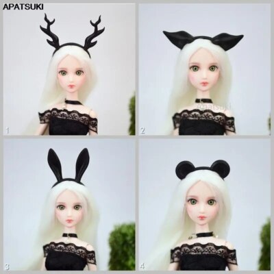 4pcs/lot schwarzes hübsches Ohr-Stirnband für Barbie-Puppe Plastik Haar Zubehör