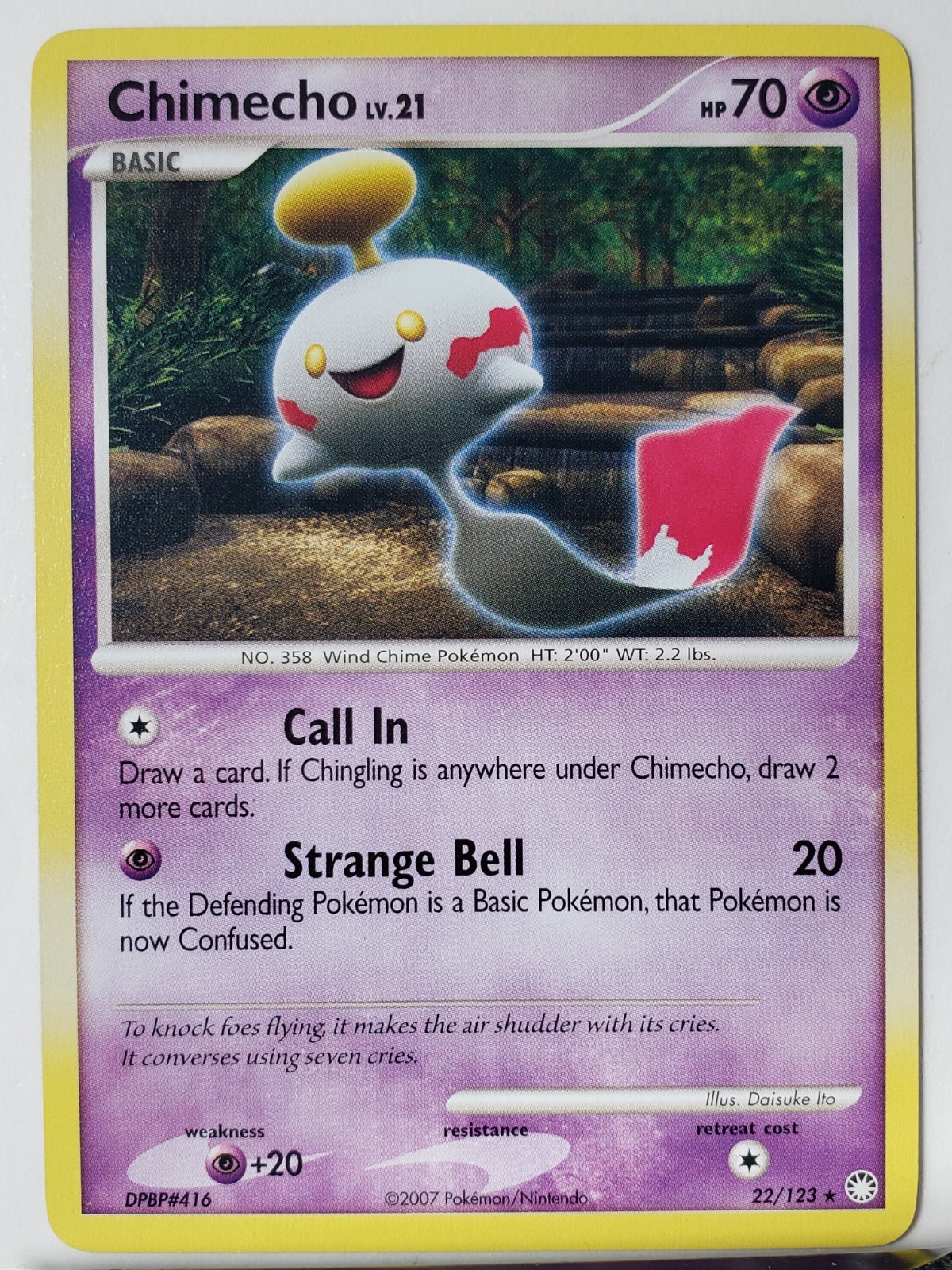 Chimecho 22/123 LP - RARE Non Holo Mysterious Treasures Pokemon Card