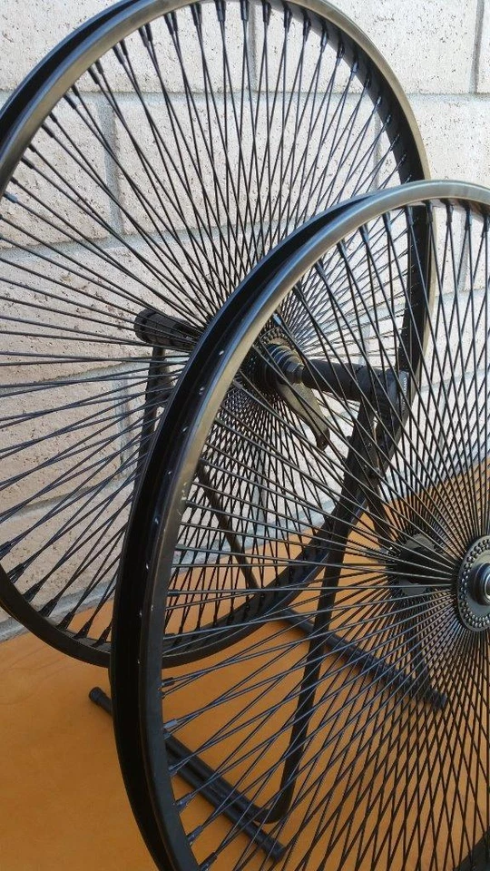 Pair of 26" Cruiser Lowrider Bicycle Dayton BLACK Wheels 144 Spokes Front & Rear - Image 2 of 4