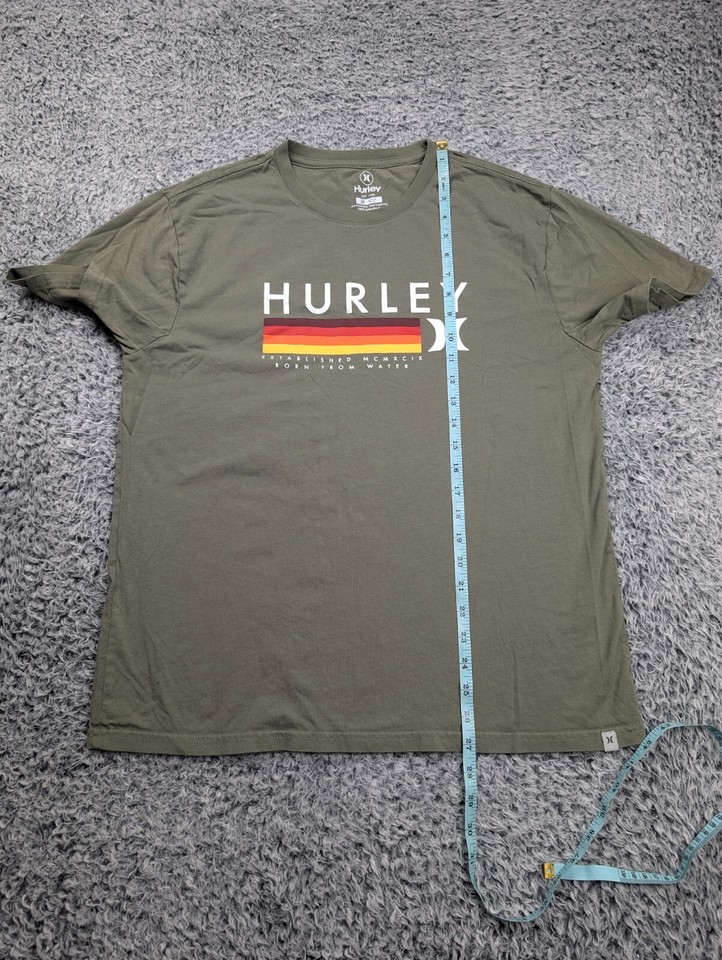 Hurley Shirt Men Medium Green Short Sleeve Surfer Skater Logo Casual