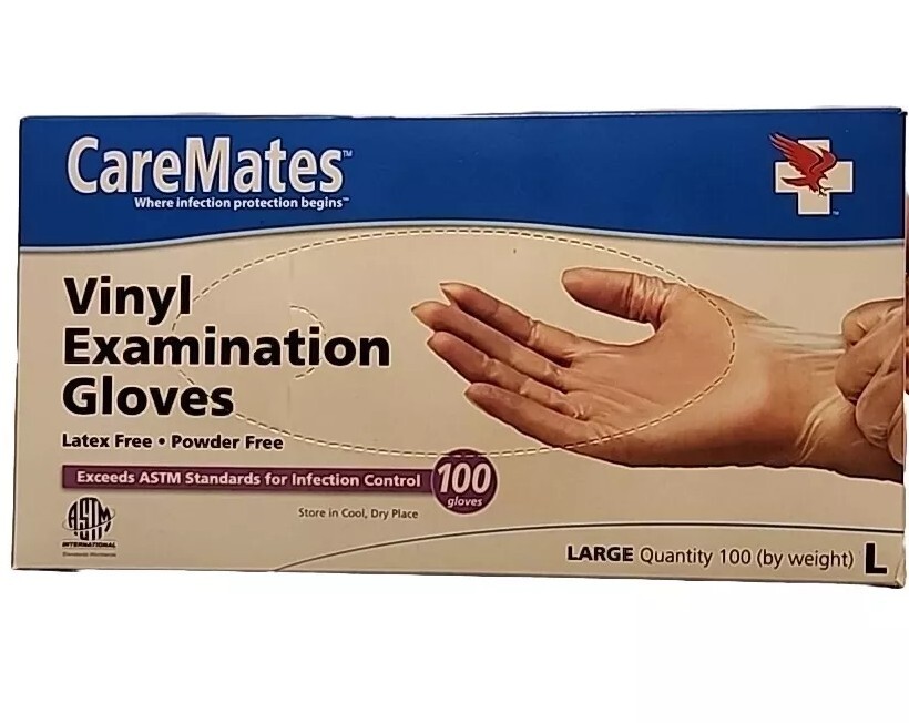 CareMates VinylPF Examination Gloves Powder Free Large 1 Pack 100ct eBay