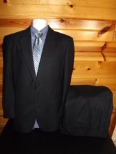 Jos A Bank Black Label Sz 40R W36 L28 Navy Blue Herringbone Wool Cashmere Suit