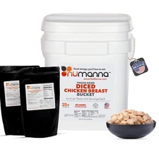 Numanna Freeze-Dried Diced Chicken Breast Bucket with 36 Servings 25+ Yr Shelf L