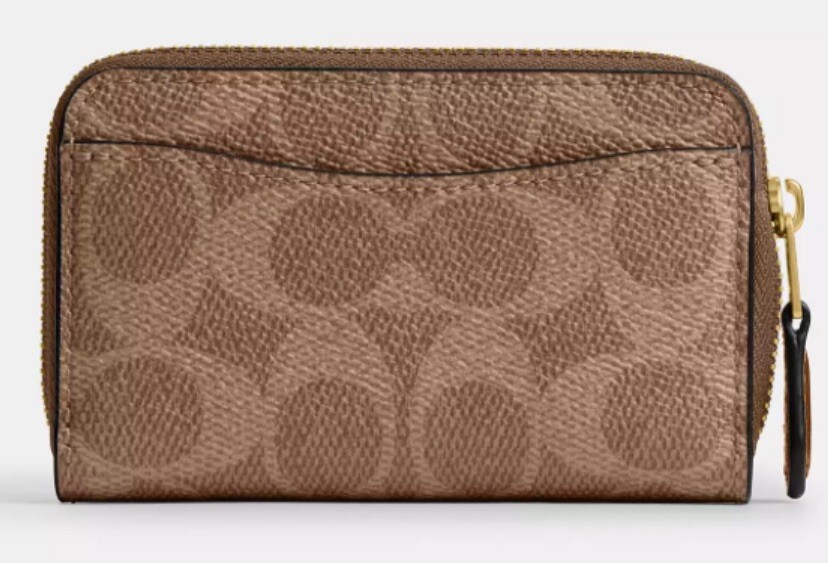 Coach Essential Small Zip Around Card Case Signature Canvas Lexie