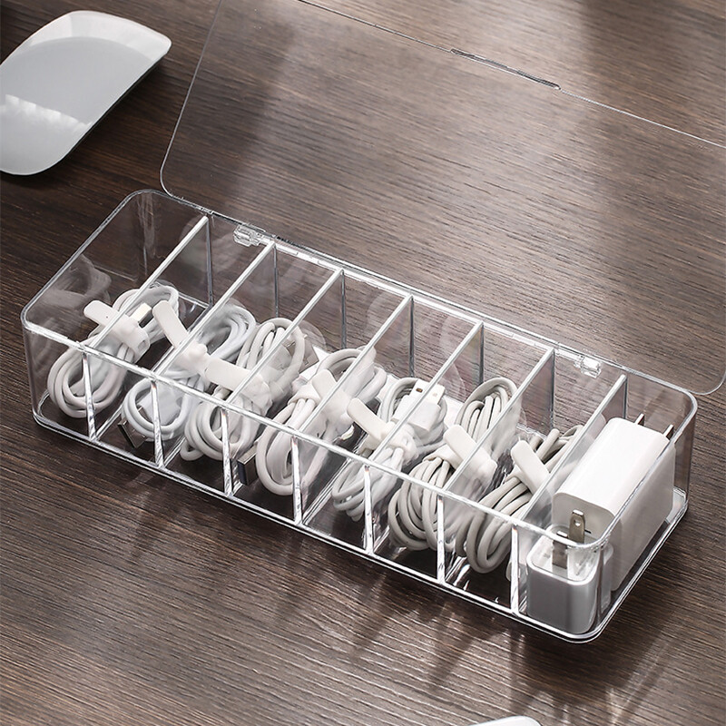 Transparent Charge Cable Organizer Box Data Cable USB Cord Sorter  Management Box