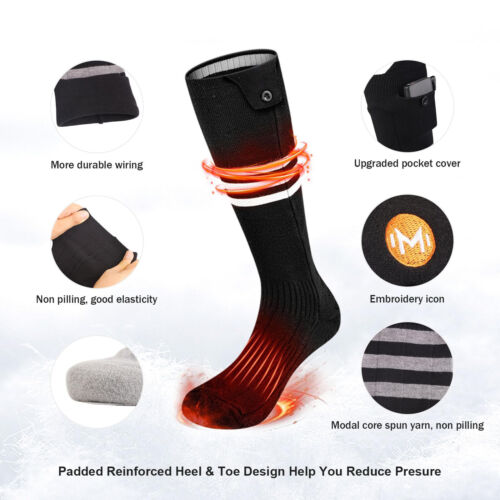 Electric Heated Socks Rechargeable 5000mAh Battery Men Women Winter Foot Warmer - Picture 5 of 7