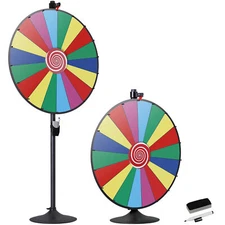 36" Prize Wheel Spinner w/Stand Tabletop & Floor Fortune 18 Slots Spinning Wheel