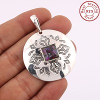 Solid 925 Sterling Silver Mystic Quartz Jewelry Pendant 2 Am29 Solid 925 Sterling Silver Mystic Quartz Jewelry Pendant 2 Am29