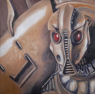 Das fünfte Element Mondoshawan Original Ölgemälde 50 x 50 cm Sci Fi Kunst
