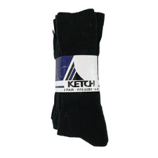 Vintage 80s Kmart Ketch Acrylic Nylon Black Socks 3 Pair Size 10-13 NOS Retro