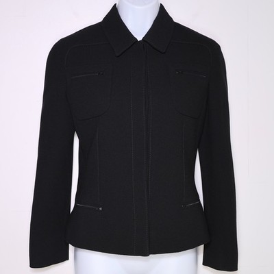 VALENTINO - Vintage Black Button-Up Jacket w/ Zip Pockets ITALY - Women's Size 4