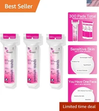 Chlorine-Free Round Cotton Face Pads - Bulk 300 Count for Makeup and Daily Care