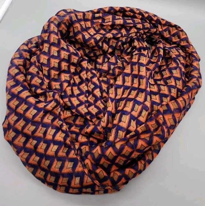 Papillon Infinity Loop Scarf Geometric Orange Blu… - image 1