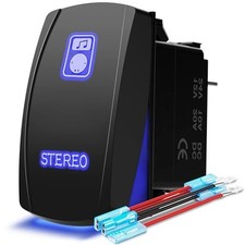 MICTUNING LS083601JL Laser Stereo Rocker Switch Kit, On/Off LED Light, 20A 12V,