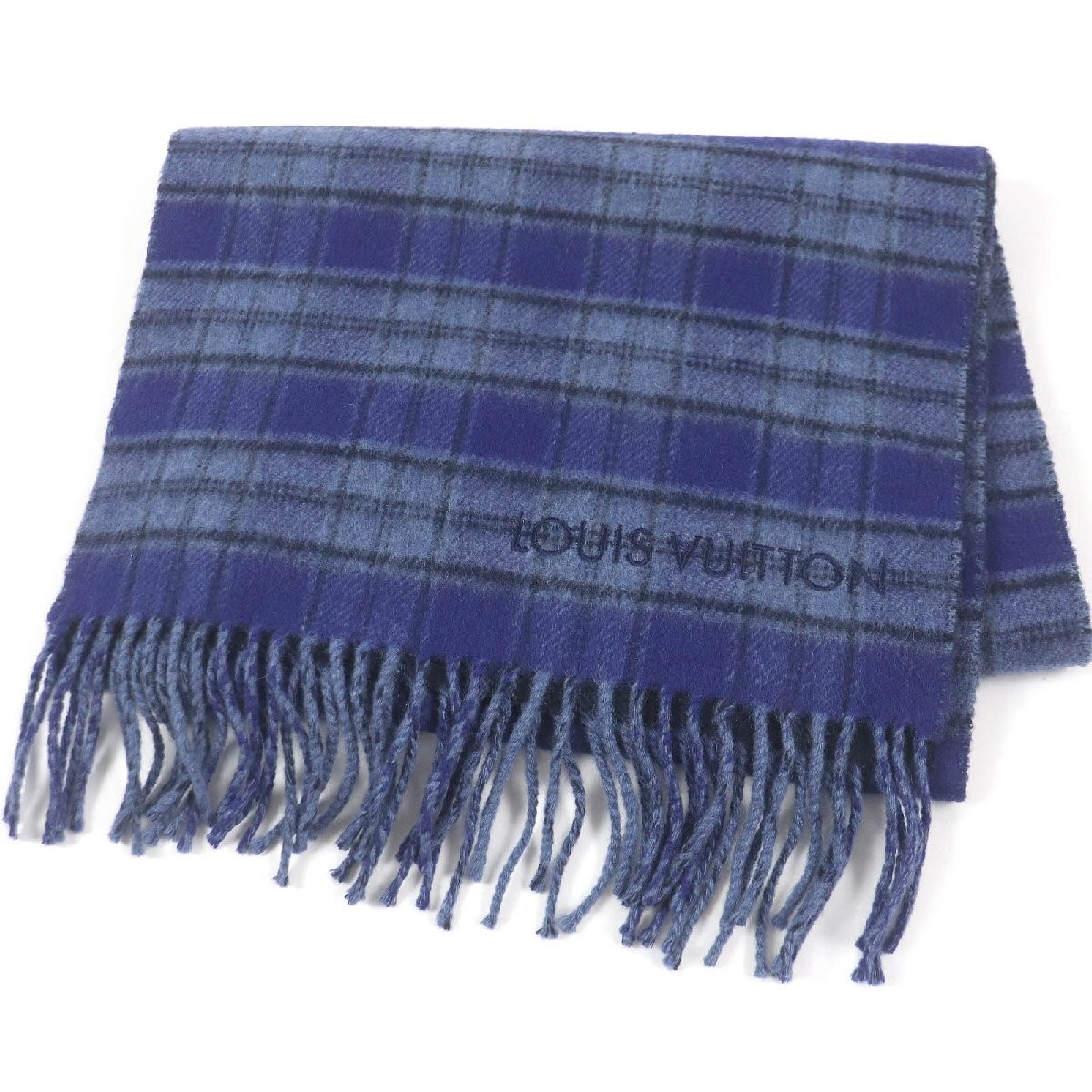 Louis Vuitton 100% Cashmere Thermal Scarf Damier Tartan Fringe 2019