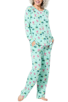 Comfort Code Women's 2-piece Brushed Ultra Knit PJ Set Flamingos