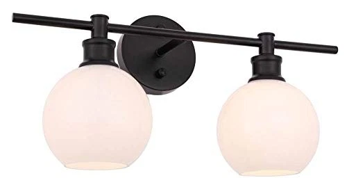 Collier 2 light Black and Frosted white glass Wall sconce - Picture 1 of 3