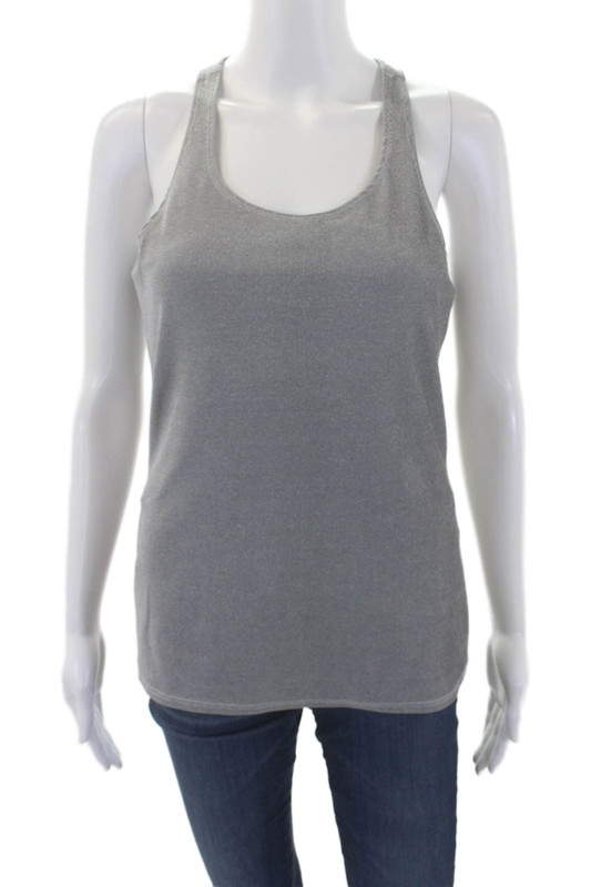 Heroine Sport Womens Scoop Neck Mesh Trim Tank Top Gray Size L