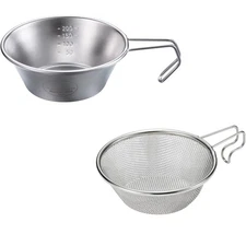 Campingmoon Sierra Cup & Colander Set Stainless Steel Camping Cup & Colander Set