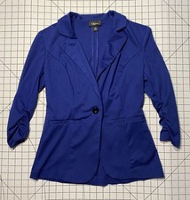 Blue Fitted Blazer With 3/4 Ruched Sleeve Size Medium
