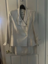 Just Beautiful Women’s White Skirt Suit  With bow detail (S=18) by Suit Studio