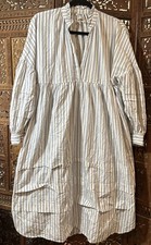 Urban Outfitters S Striped Coastal Midi Tiered Ruffled Oversized Cotton Dress S