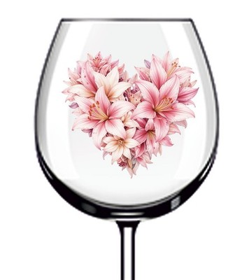12x Herzform Blume Vinyl Aufkleber Abziehbild Becher Weinglas Flasche Laptop Van