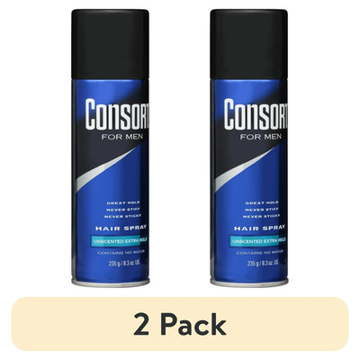 (2 pack) Consort Unscented Extra Hold Hair Spray for Men, 8.3 oz.Shine Enhancing