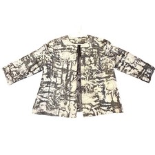 Coldwater Creek Abstract Artsy Elevated Jacket Gray White Large L 14-16