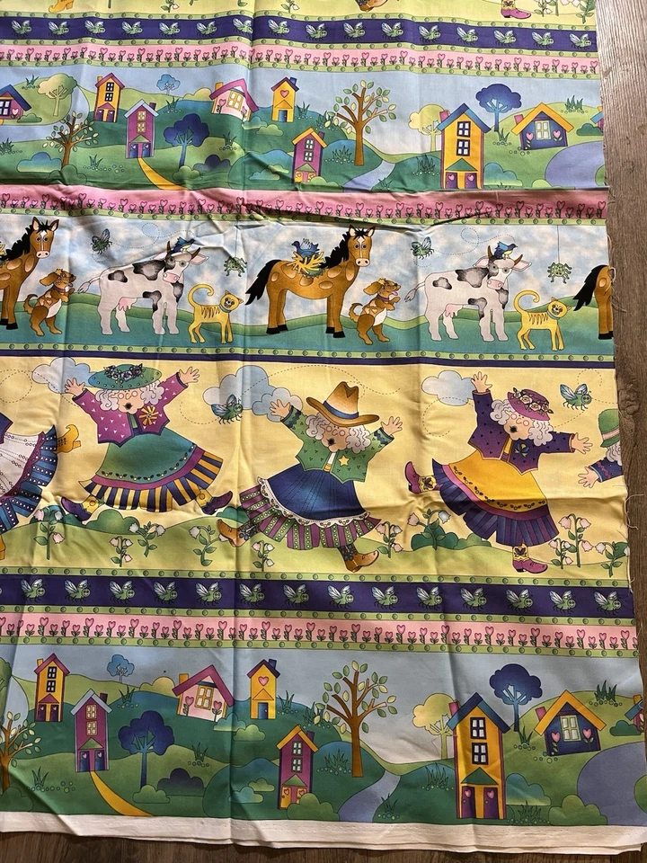 Avlyn Fabric Nancy Smith and Lynda Milligan, Horse Cat Cow Lady, 1 Yard 56”x45” - Image 2 of 4