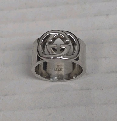 Echt Gucci Sterlingsilber 925 ~ ineinandergreifender G Logo Ring Größe 13 / 6,5