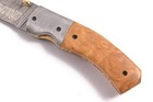 4.5" Base Camp Damascus Steel ASH WOOD Liner Lock Folding Knife HB-1182 — photo 3