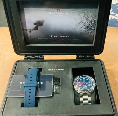 RESERVOIR GT TOUR Automatic Sport Wristwatch Blue Dial Blue Leather Strap