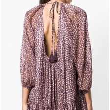 Ulla Johnson Adena Mini Dress Size 6 Silk Metallic Floral Pleated