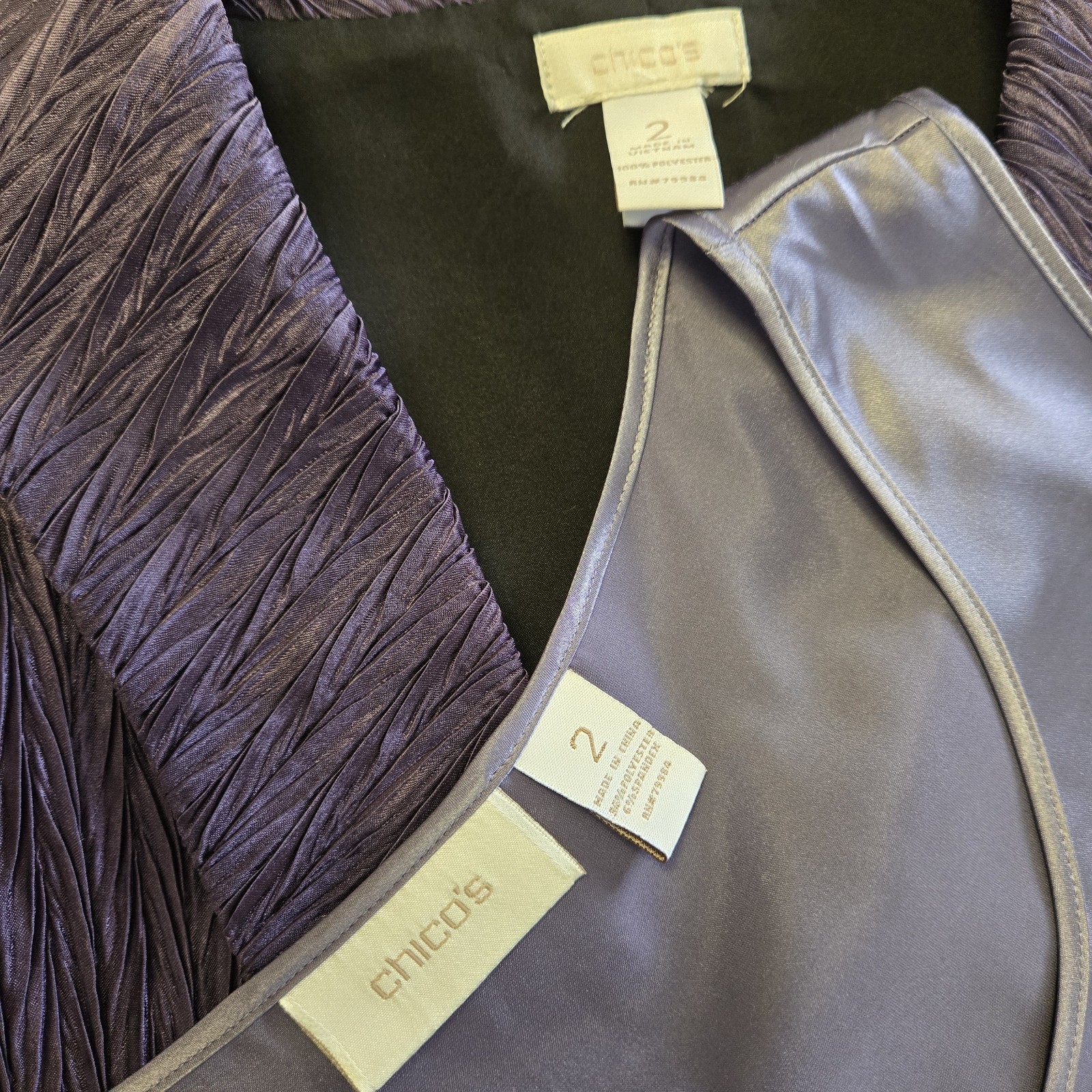 Chicos 2 Piece Open Jacket Textured Metallic Purp… - image 22