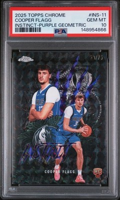 2025 TOPPS CHROME INSTINCT PURPLE GEOMETRIC #INS-11 COOPER FLAGG 59/75 PSA 10