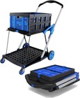 Folding Shopping Cart with Wheels, Collapsible Utility Cart, 2-Layer Basket, Out