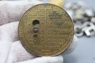 Vintage PITTSBURGH Meter Co Medal Water Waste Costs Money Advertising Z1