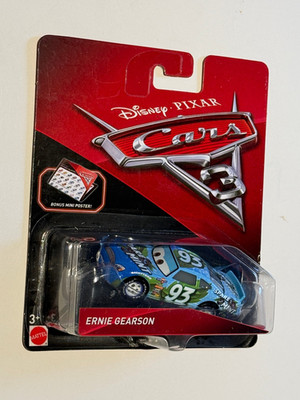 DISNEY PIXAR CARS 3 ERNIE GEARSON #93 SPARE MINT WITH MINI POSTER 2017 Mattel