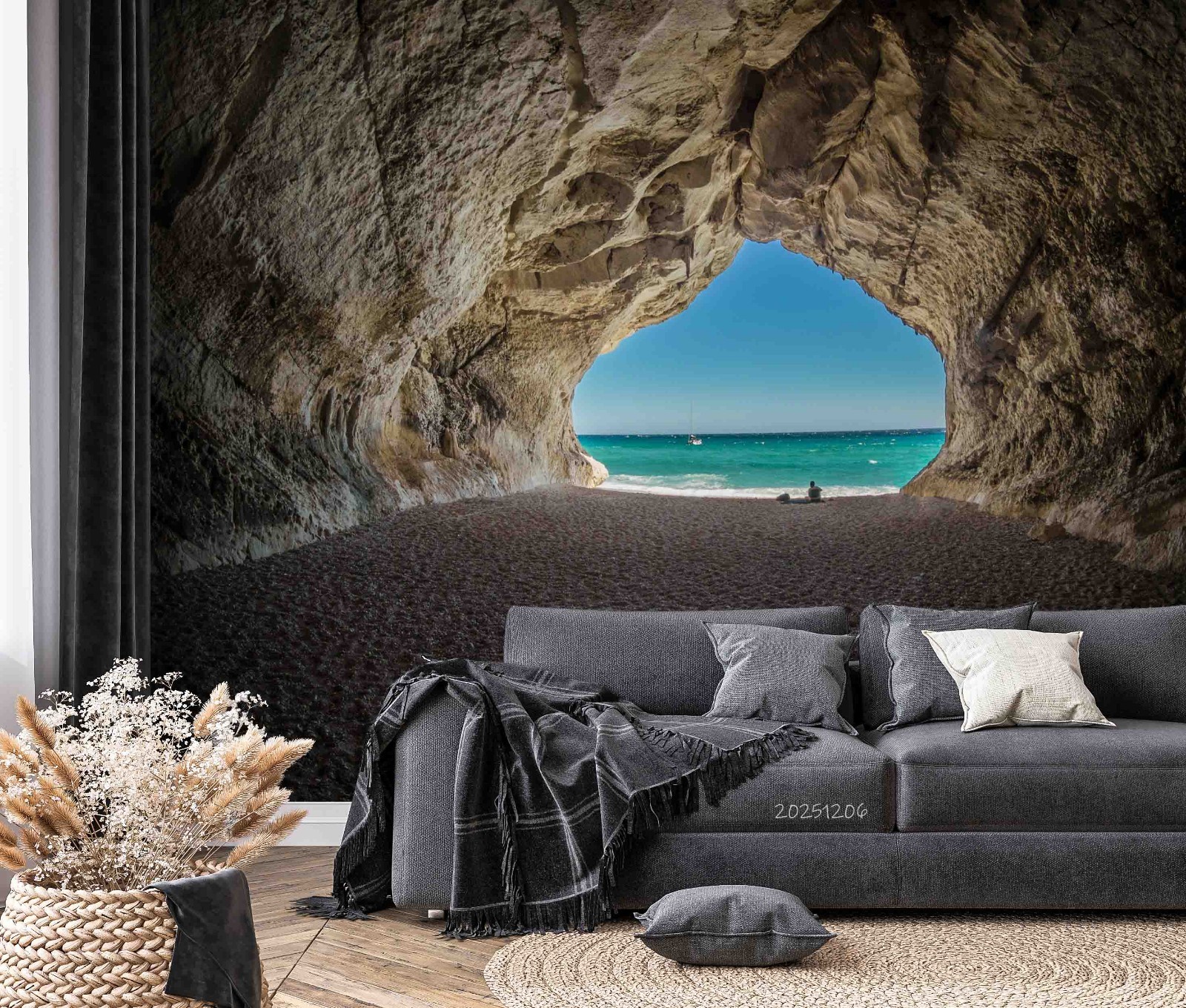 3D Cave Sea Landscape Wall Murals Wallpaper Murals Wall Sticker
