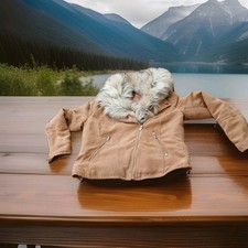 Jacke H&M Divided Anorak braun, Gr. M Fellkragen abnehmbar Wildleder-imitat